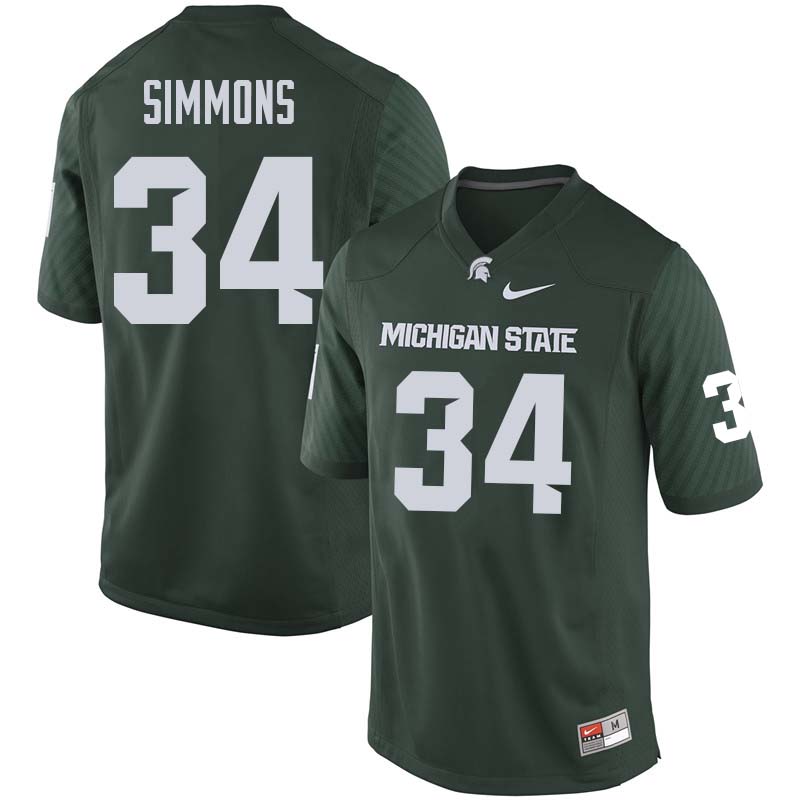 Men #34 Antjuan Simmons Michigan State College Football Jerseys Sale-Green